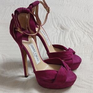 Jimmy Choo Fuchsia Suede Ankle Strap Heels